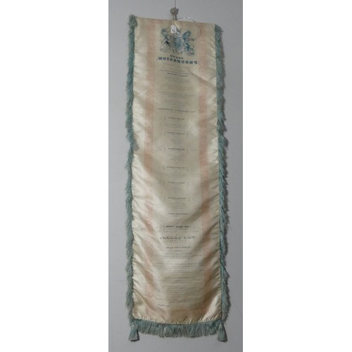 532 - The State Procession of Queen Victoria, 9th November 1837, a silk scroll depicting the order of the ... 