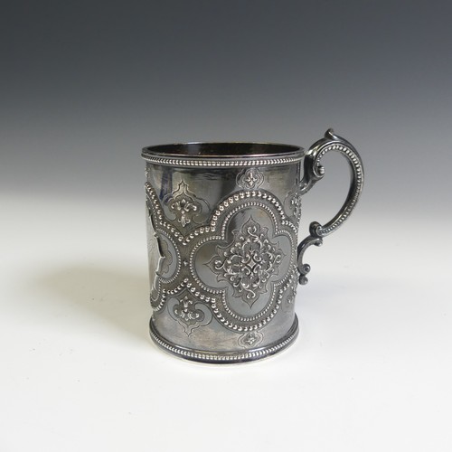 156 - A Victorian silver Christening Mug, by Henry Holland, hallmarked London 1870, in the Gothic style wi... 