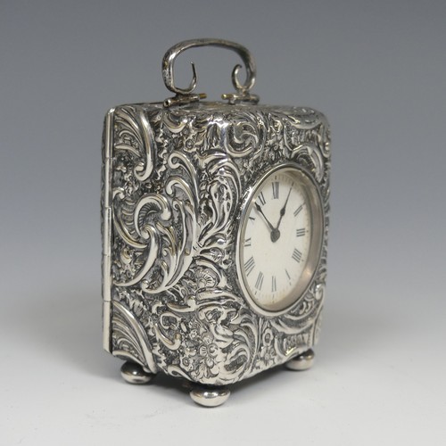 159 - An Edwardian miniature silver Timepiece, by H J Cooper & Co Ltd., hallmarked Birmingham, 1907, w... 