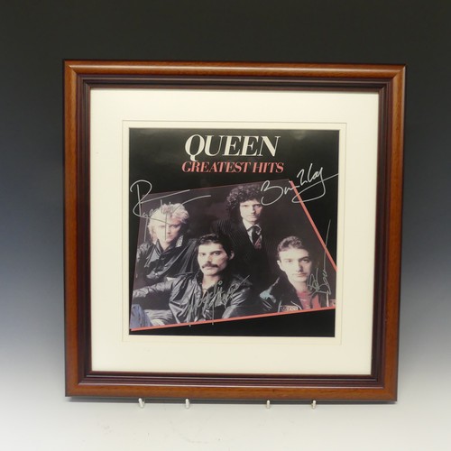 618 - A signed Queen 'Greatest Hits' Album Cover, by all four band members Freddie Mercury, Brian May, Rog... 