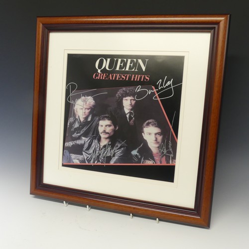 618 - A signed Queen 'Greatest Hits' Album Cover, by all four band members Freddie Mercury, Brian May, Rog... 