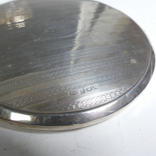 164 - A George V circular silver Ring Case, hallmarked Birmingham 1915, the hinged cover engraved 'José' w... 