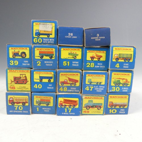 793 - Lesney Matchbox Series, eighteen boxed models: 1 Mercedes, 2 Trailer, 3 Bedford, 4 Stake, 10 Pipe, 1... 