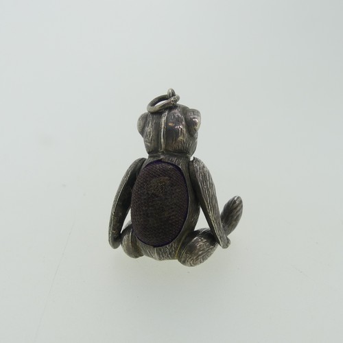 172 - Withdrawn; An Edwardian novelty silver pincushion Bear, by H V Pithey & Co., hallmarked Birmingh... 