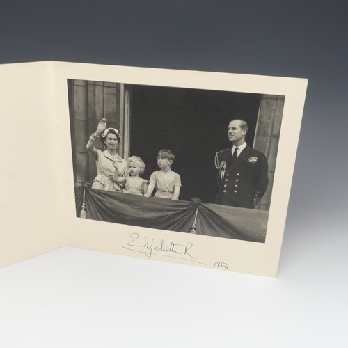 534 - H.M Queen Elizabeth II (1926-2022) signed 1954 Christmas Card, with black and white image of The Que... 