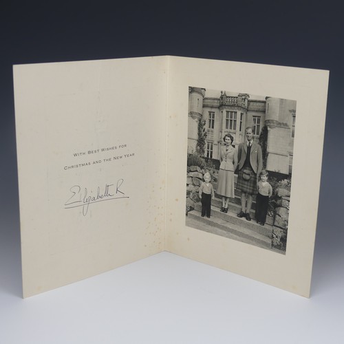 538 - H.M Queen Elizabeth II (1926-2022) signed 1952 Christmas Card, with black and white image of The Roy... 