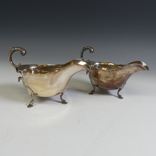 177 - A pair of George V silver Sauce Boats, by Atkin Brothers, hallmarked Sheffield, 1927, of traditional... 