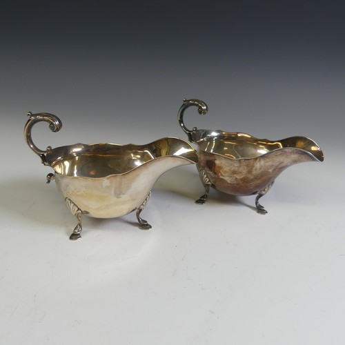 177 - A pair of George V silver Sauce Boats, by Atkin Brothers, hallmarked Sheffield, 1927, of traditional... 