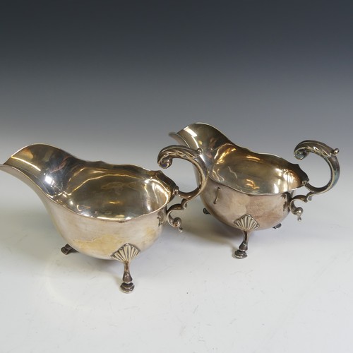 177 - A pair of George V silver Sauce Boats, by Atkin Brothers, hallmarked Sheffield, 1927, of traditional... 