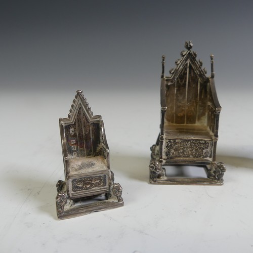 178 - An Edwardian silver miniature Coronation Chair, by Cornelius Desormeaux Saunders & James Francis... 