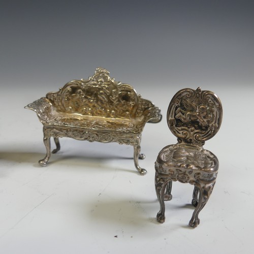 178 - An Edwardian silver miniature Coronation Chair, by Cornelius Desormeaux Saunders & James Francis... 