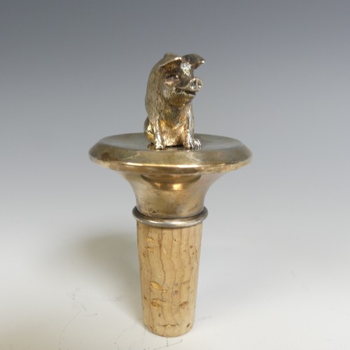 179 - A novelty silver Bottle Stopper, by C F Hancock & Co., hallmarked London 1993, the finial natura... 