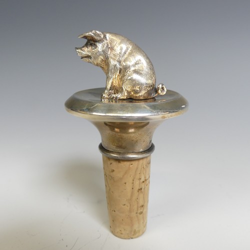 179 - A novelty silver Bottle Stopper, by C F Hancock & Co., hallmarked London 1993, the finial natura... 