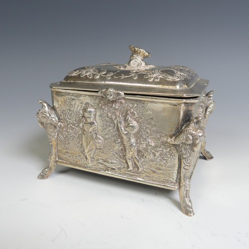 180 - A late 19thC Continental silver Casket, with London import marks for William Moering, 1896, of recta... 