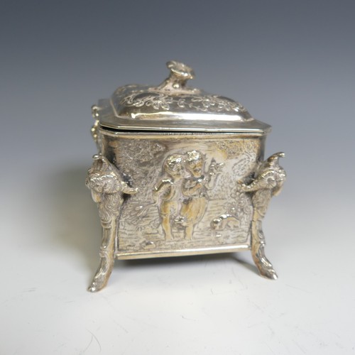 180 - A late 19thC Continental silver Casket, with London import marks for William Moering, 1896, of recta... 