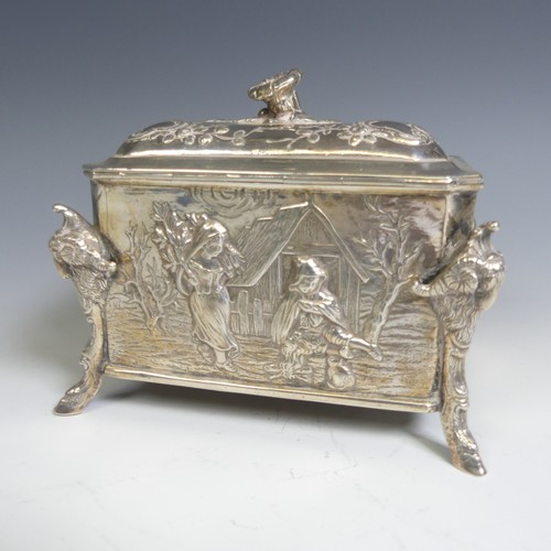 180 - A late 19thC Continental silver Casket, with London import marks for William Moering, 1896, of recta... 