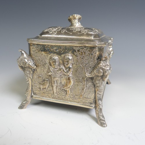 180 - A late 19thC Continental silver Casket, with London import marks for William Moering, 1896, of recta... 