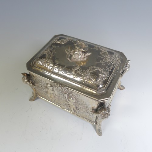 180 - A late 19thC Continental silver Casket, with London import marks for William Moering, 1896, of recta... 