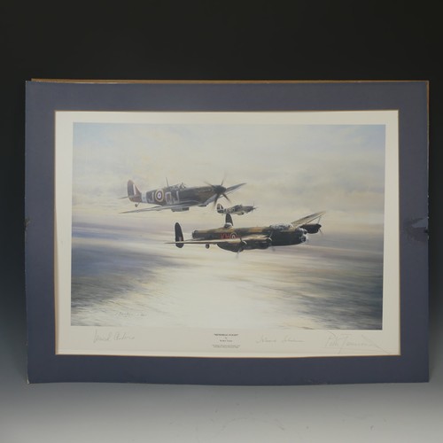 516 - Robert Taylor, A WWII coloured Print titled 'Spitfire', signed by Douglas Bader and Johnnie Johnson,... 