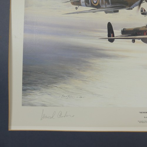 516 - Robert Taylor, A WWII coloured Print titled 'Spitfire', signed by Douglas Bader and Johnnie Johnson,... 