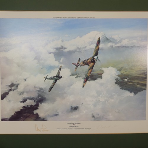 516 - Robert Taylor, A WWII coloured Print titled 'Spitfire', signed by Douglas Bader and Johnnie Johnson,... 