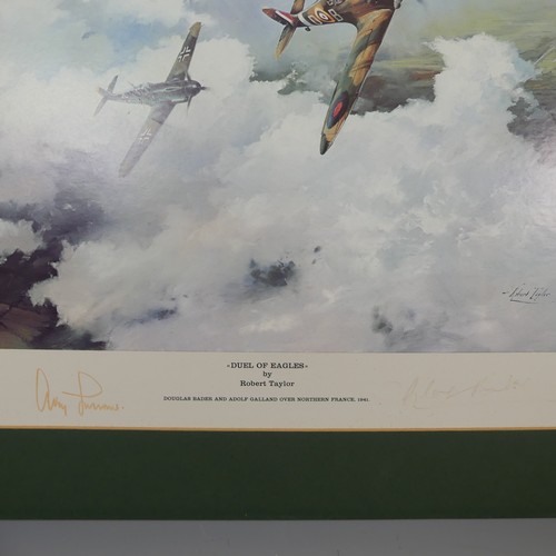 516 - Robert Taylor, A WWII coloured Print titled 'Spitfire', signed by Douglas Bader and Johnnie Johnson,... 