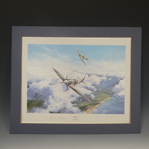 516 - Robert Taylor, A WWII coloured Print titled 'Spitfire', signed by Douglas Bader and Johnnie Johnson,... 