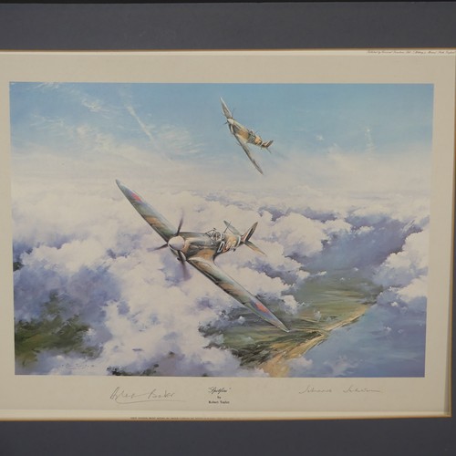 516 - Robert Taylor, A WWII coloured Print titled 'Spitfire', signed by Douglas Bader and Johnnie Johnson,... 
