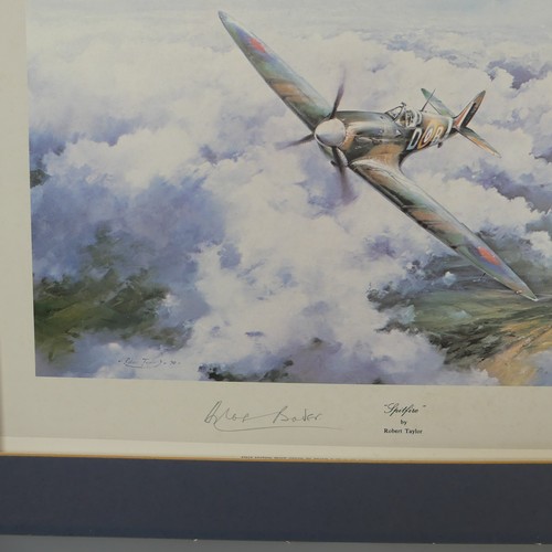 516 - Robert Taylor, A WWII coloured Print titled 'Spitfire', signed by Douglas Bader and Johnnie Johnson,... 