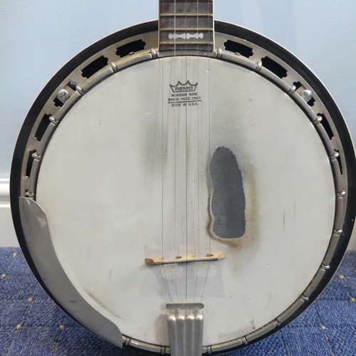 600 - Antoria five-string Banjo, fitted with a Remo Weather King banjo head, overall length 96cm.... 