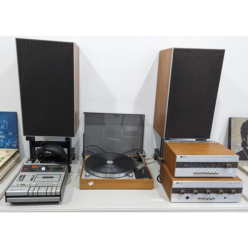 613 - A harlequin Hi-Fi system, comprising of ; A Thorens TD 150/11 Turntable, a Leak Delta AM.FM Tuner, a... 