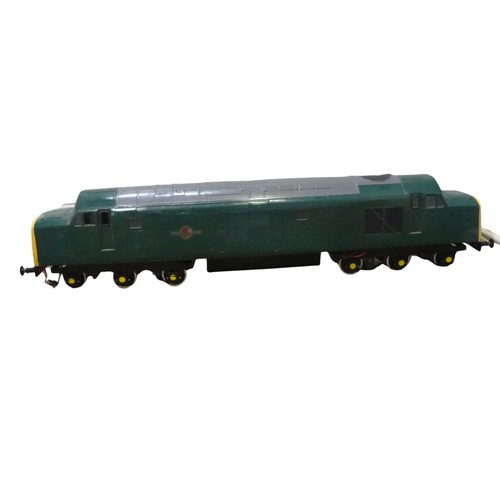 592 - A 5 inch gauge battery operated Locomotive, finished in green a model of a diesel electric locomotiv... 