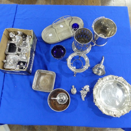 73 - A quantity of Silver Plate, including kettles on stand, bottle coasters, plates, jugs etc., (a lot)... 