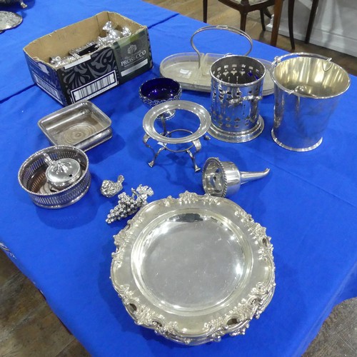 73 - A quantity of Silver Plate, including kettles on stand, bottle coasters, plates, jugs etc., (a lot)... 