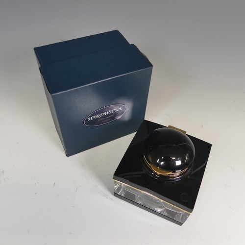 103 - A Montblanc Meisterstuck square glass inkwell, with black plastic and gilt metal mounts, removable c... 