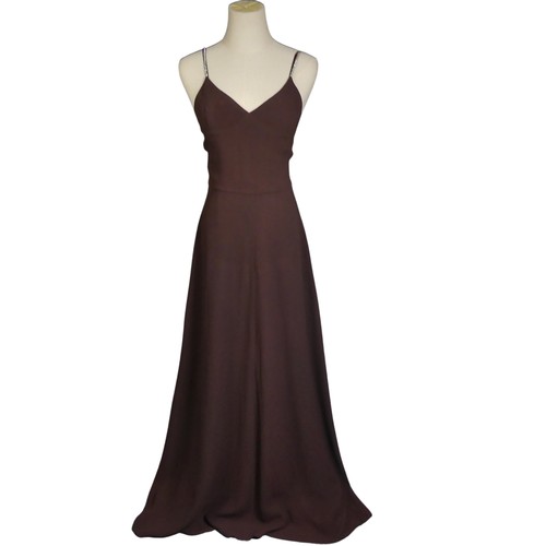 636 - A vintage 1970s Biba maxi Dress, of chocolate brown colour with diamante straps, label for size 14, ... 