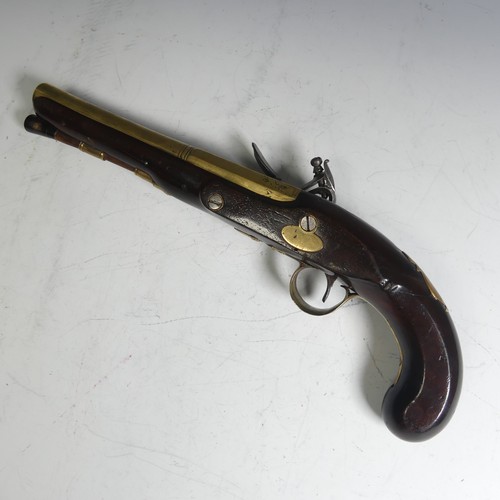 1 - A Twigg 24 bore coaching Pistol, circa 1795, with a 20cm brass barrel with octagonal to round sectio... 