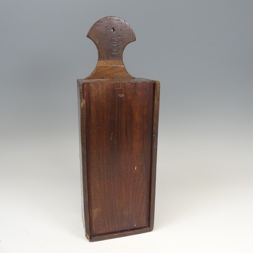 421 - A George III mahogany wall hanging candle Box, with heavily pierced scroll apron above tapering and ... 