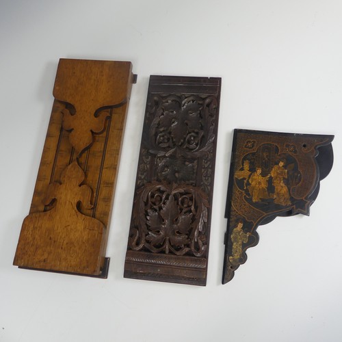 436 - An antique carved oak extending Bookshelf, together with another similar and a Chinese lacquered and... 