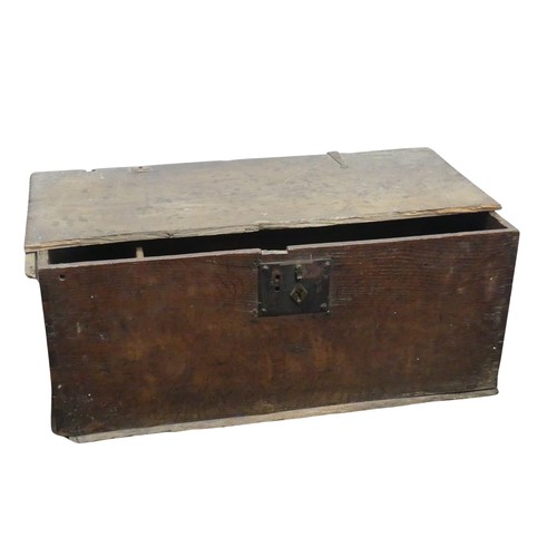 444 - An antique collection/donation Box, with fall front revealing fitted interior and hidden drawer, W 3... 