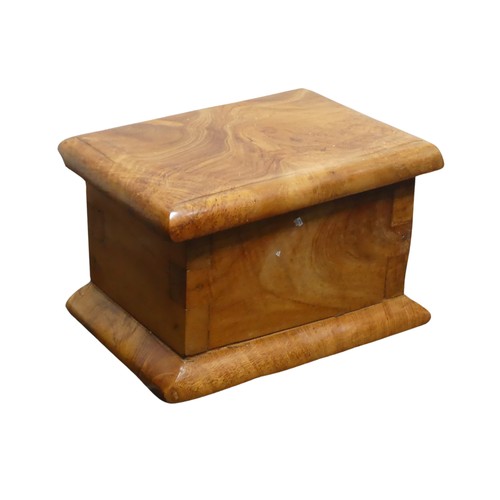 444 - An antique collection/donation Box, with fall front revealing fitted interior and hidden drawer, W 3... 