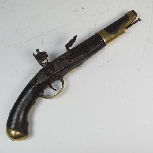 16 - A French pre-revolution officers flintlock 1763/66 pattern Pistol, 9'' steel barrel, with brass furn... 