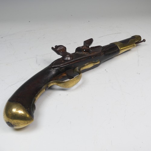 16 - A French pre-revolution officers flintlock 1763/66 pattern Pistol, 9'' steel barrel, with brass furn... 