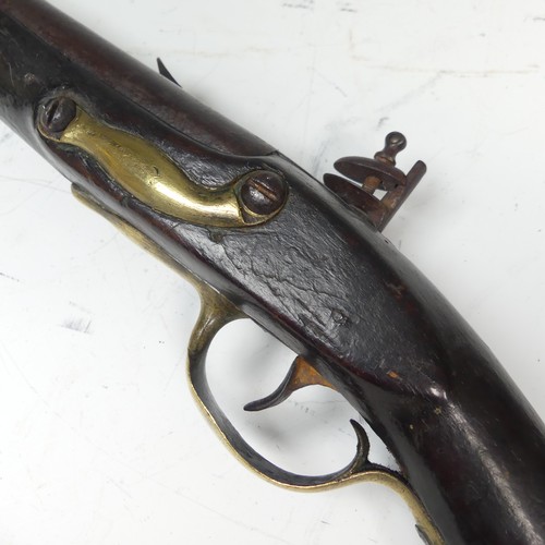 16 - A French pre-revolution officers flintlock 1763/66 pattern Pistol, 9'' steel barrel, with brass furn... 