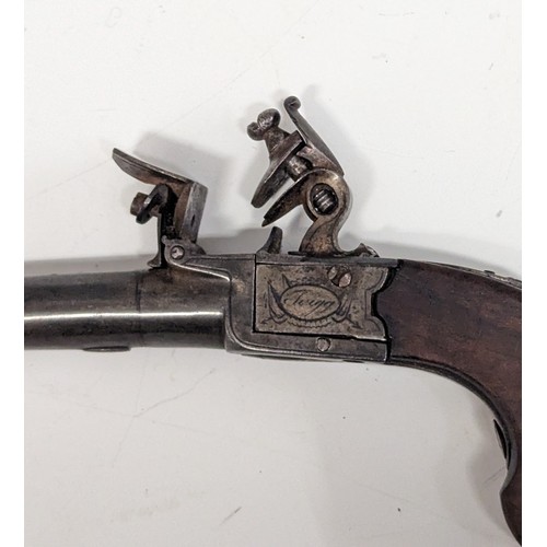 21 - A small flintlock boxlock pocket Pistol by Twigg, engraved action signed 'Twigg, London', folding tr... 