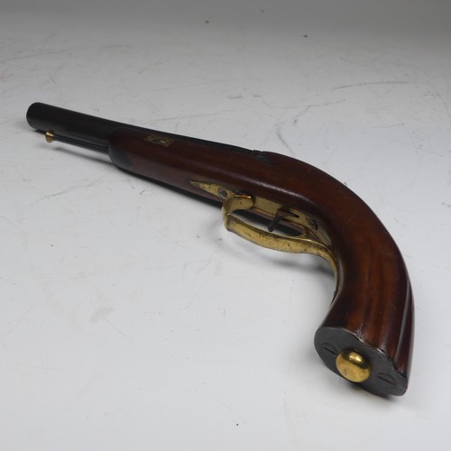 40 - A percussion cap target Pistol, 7 1/2 inch barrel, fitted with brass furniture and shaped stock, som... 