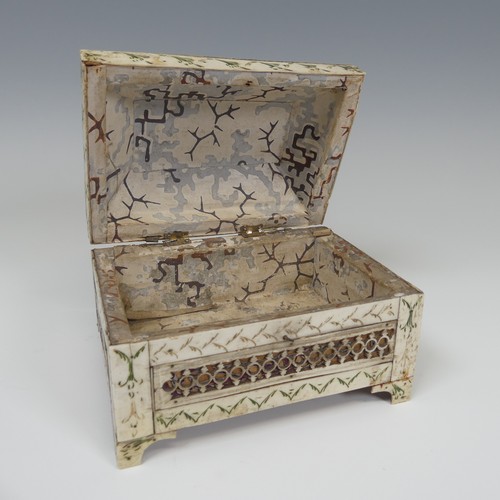 61 - Early 19th century French Prisoner of War carved bone Sewing Box, of rectangular form with geometric... 