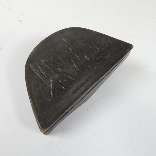 65 - Napoleonic Interest: a pressed horn snuff box, in the form of Napoleon's bicorn hat, the hinged lid ... 