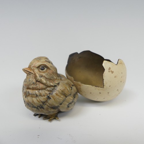 281 - An Austrian Cold Painted Bronze of a newly hatched chick and egg, L 10 cm.