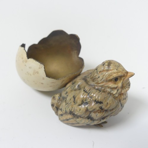 281 - An Austrian Cold Painted Bronze of a newly hatched chick and egg, L 10 cm.